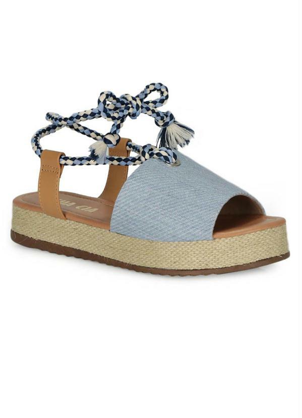 Sua Cia - Sandália Flatform Espadrille Sua Cia Cordão Jeans