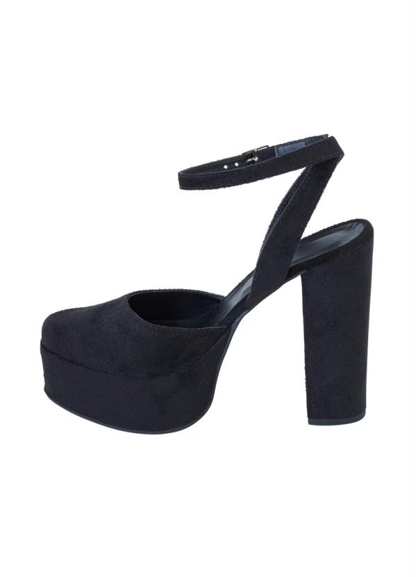 Outlet - Sandália Meia Pata Preta com Fivela 3