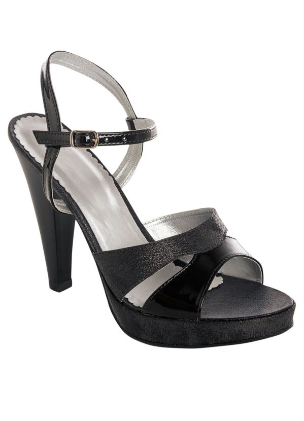 Outlet - Sandália Preta Meia Pata com Tiras