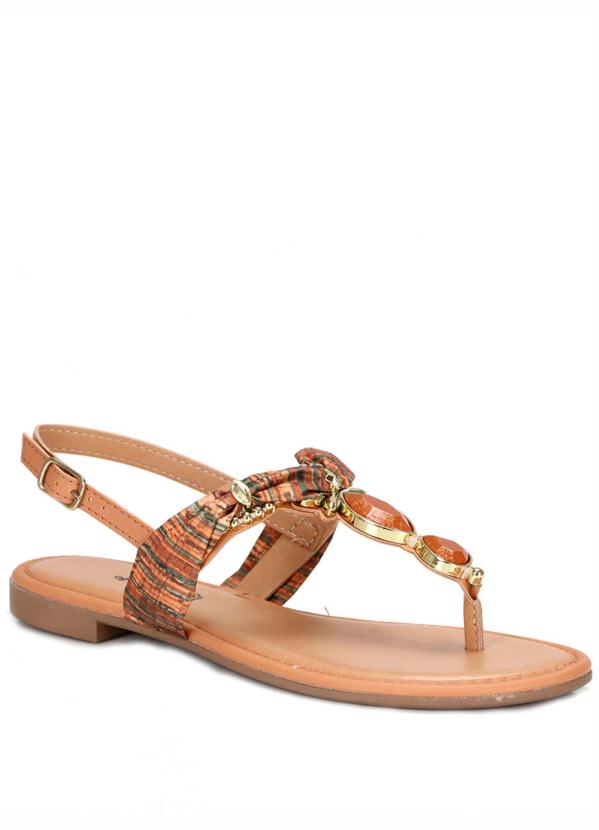 Mississipi Sandália Rasteira Mississipi Pedraria Caramelo