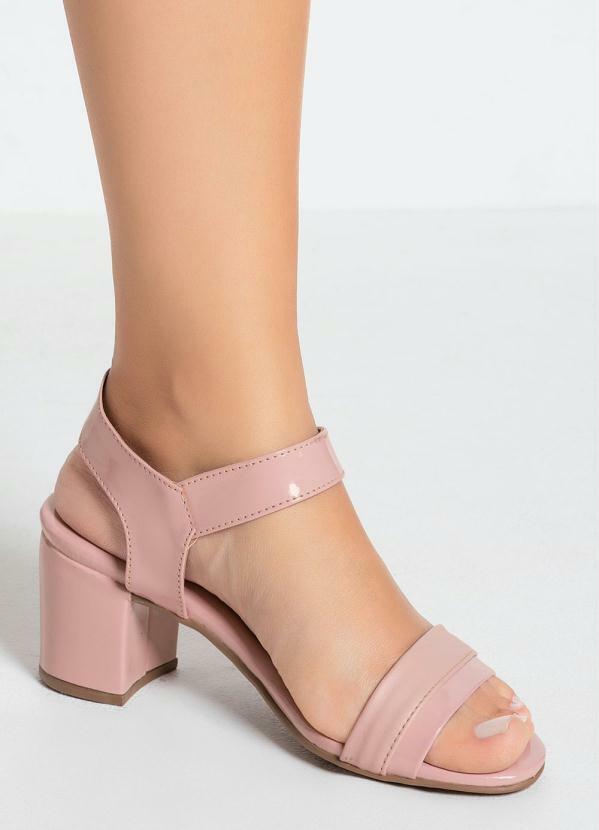Sandália Rosê com Salto Baixo Quadrado - Queima de Estoque