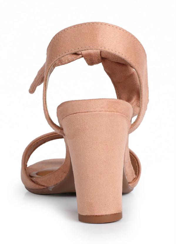 Vizzano - Sandália Salto Grosso Vizzano Amarração Camurça Flex Nude 3