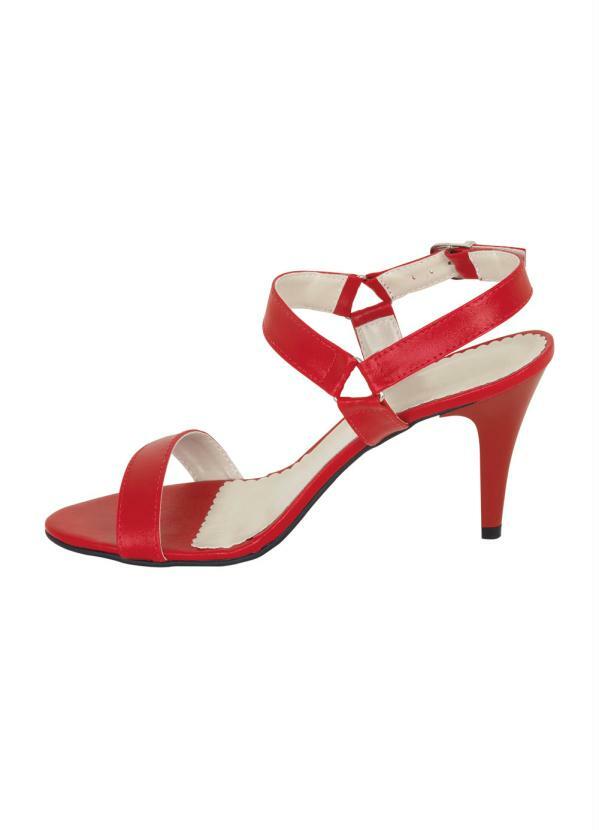 Outlet - Sandália Vermelha com Salto Fino 3