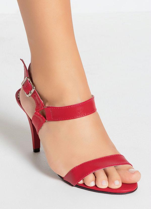 Outlet - Sandália Vermelha com Salto Fino 4