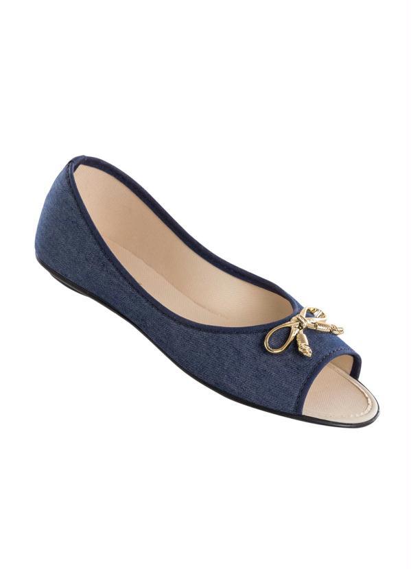 Outlet - Sapatilha Jeans com Abertura Frontal