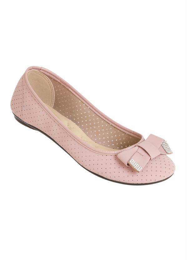 Moleca - Sapatilha Moleca Rosa com Detalhe de Laço