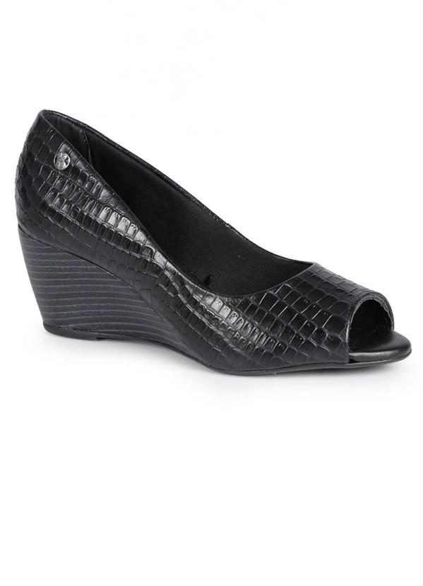 Bottero - Peep Toe Anabela Feminino Croco Marrom