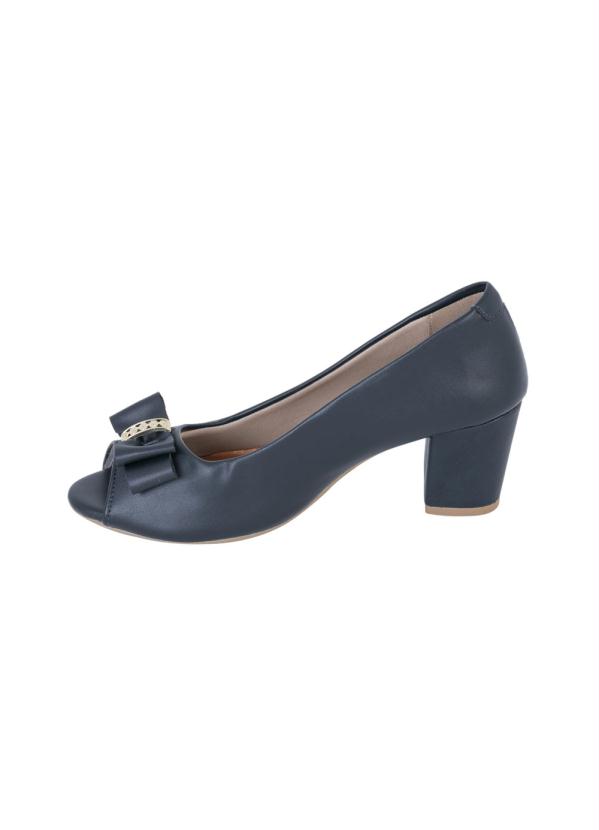 Outlet - Sapato Marinho Peep Toe Salto Grosso 3