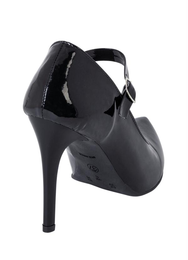 Outlet - Sapato Preto Salto Fino com Fivela 2