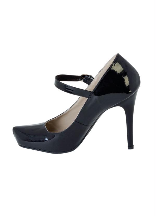 Outlet - Sapato Preto Salto Fino com Fivela 3
