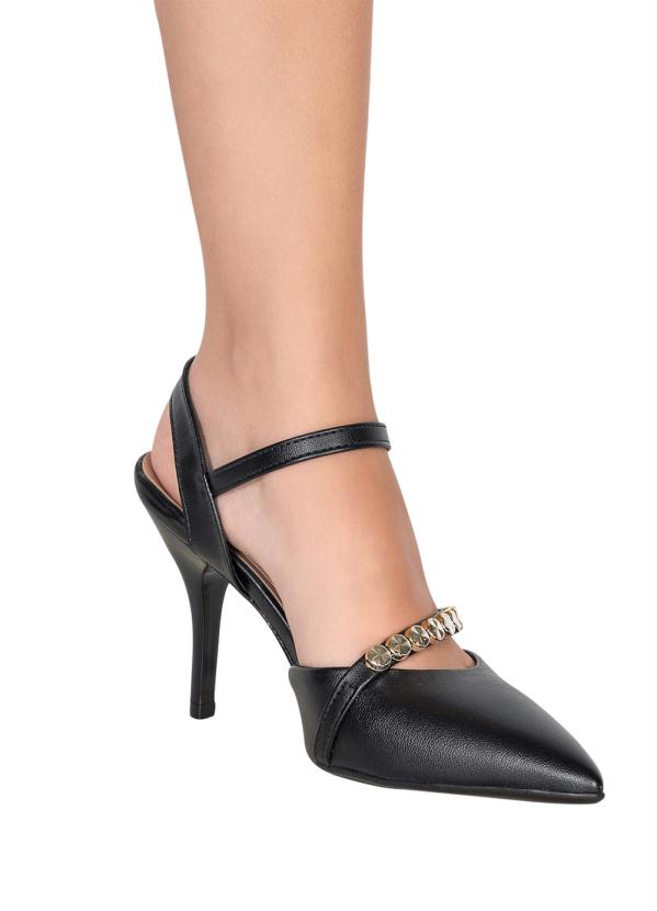 Beira Rio - Scarpin Beira Rio Preto em Sintético 4