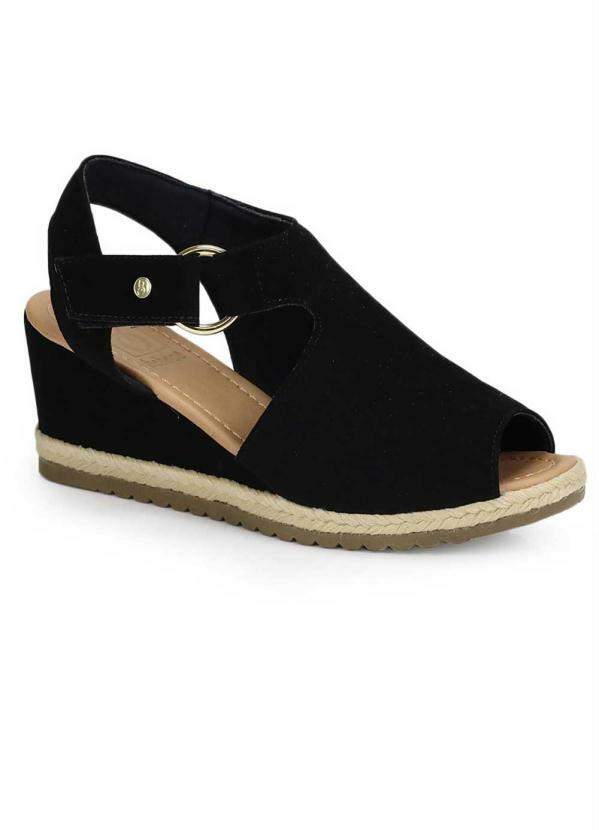 Bebecê - Sandália Anabela Espadrille Bebecê Velcro Preto