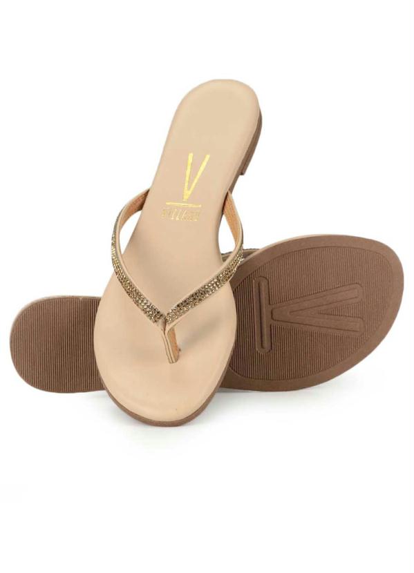 Vizzano - Tamanco Rasteiro Vizzano Tira Fina com Strass Bege 2