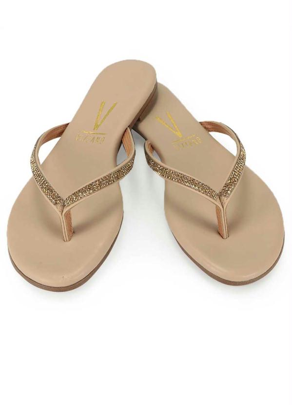 Vizzano - Tamanco Rasteiro Vizzano Tira Fina com Strass Bege 3
