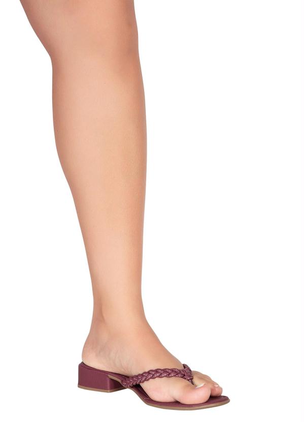 Perfecta - Tamanco Vinho com Tiras Trançadas 4