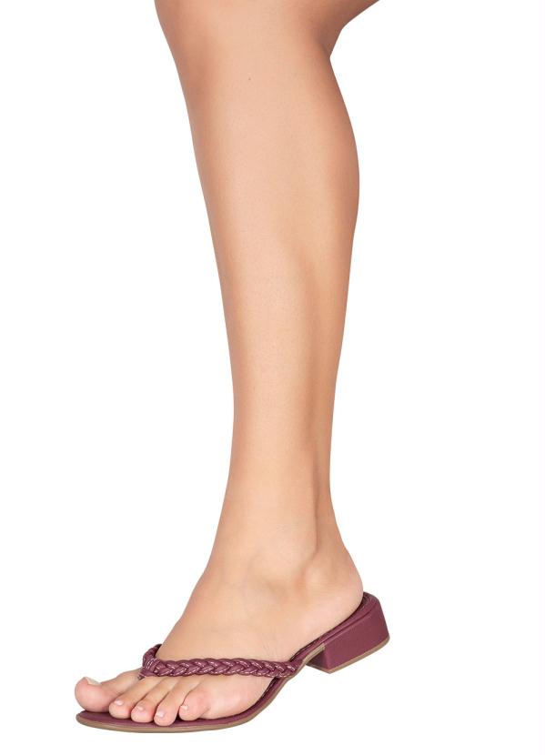 Perfecta - Tamanco Vinho com Tiras Trançadas 5