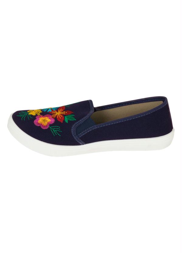 Outlet - Tênis Marinho com Bordado Floral 3