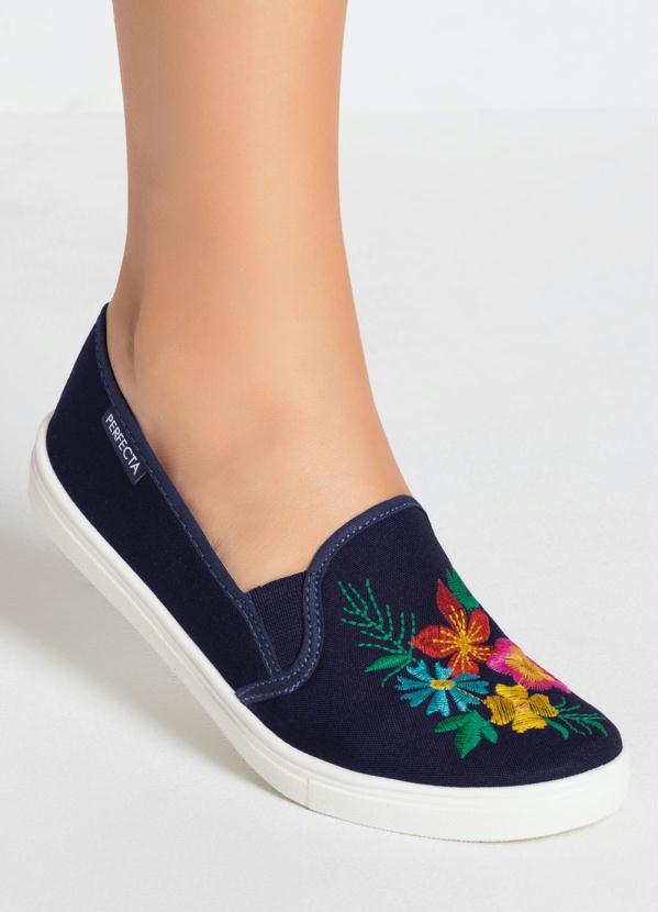Outlet - Tênis Marinho com Bordado Floral 5