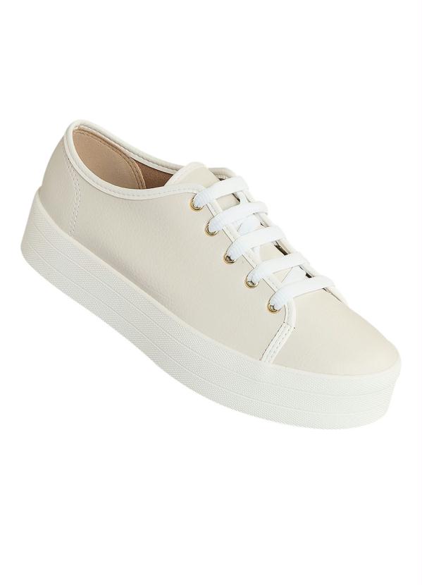Moleca - Tênis Moleca Off White com Salto Plataforma