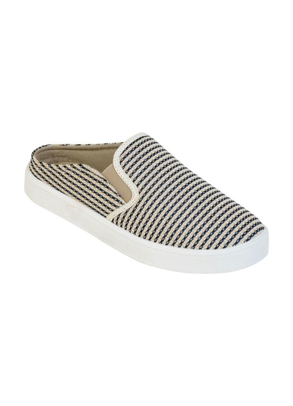 Outlet - Tênis Slip On Aberto Atrás Listrado