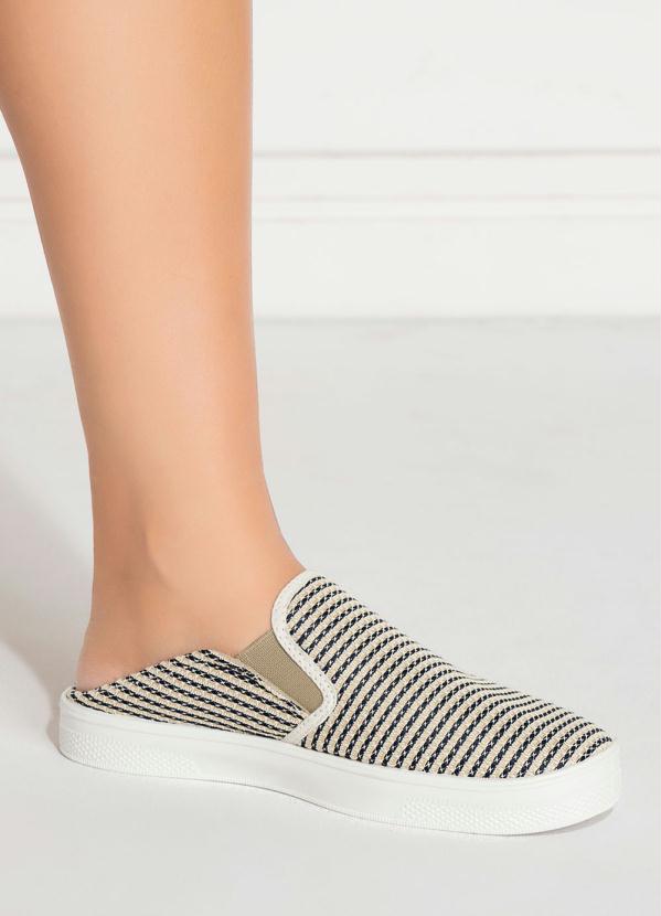 Outlet - Tênis Slip On Aberto Atrás Listrado 4