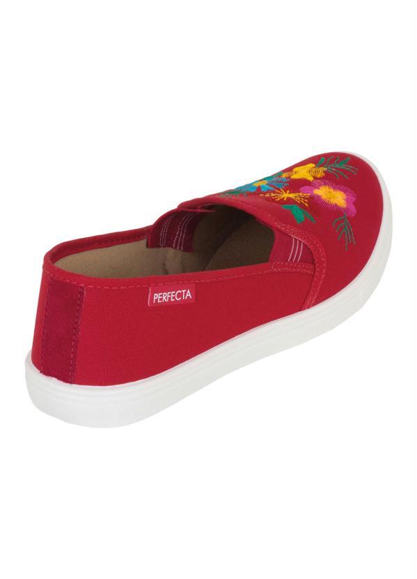 Outlet - Tênis Vermelha com Bordado Floral 2
