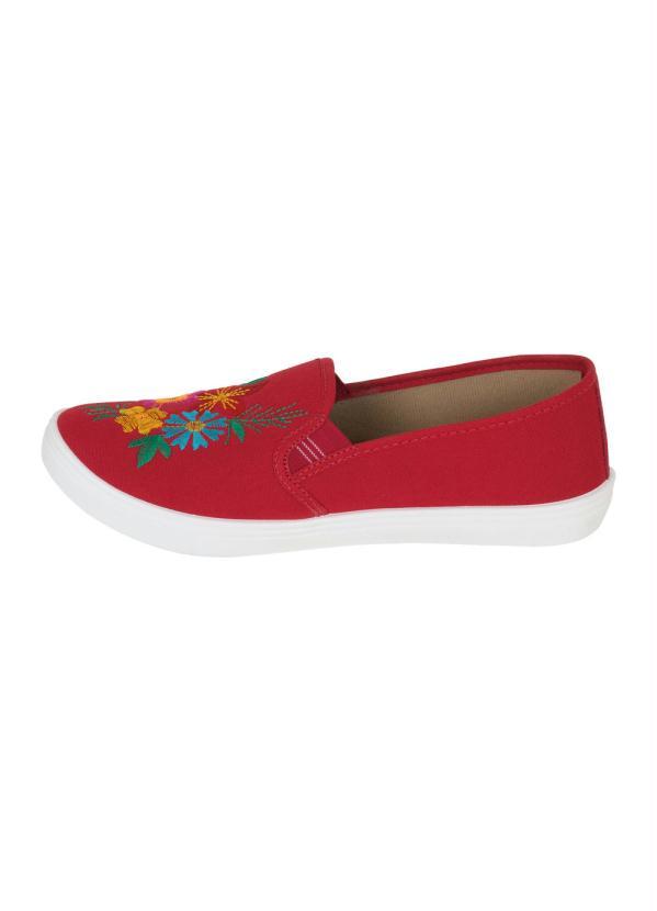 Outlet - Tênis Vermelha com Bordado Floral 3