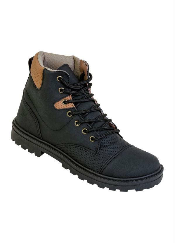 Outlet - Bota Coturno Masculina com Sola Tratorada Preta