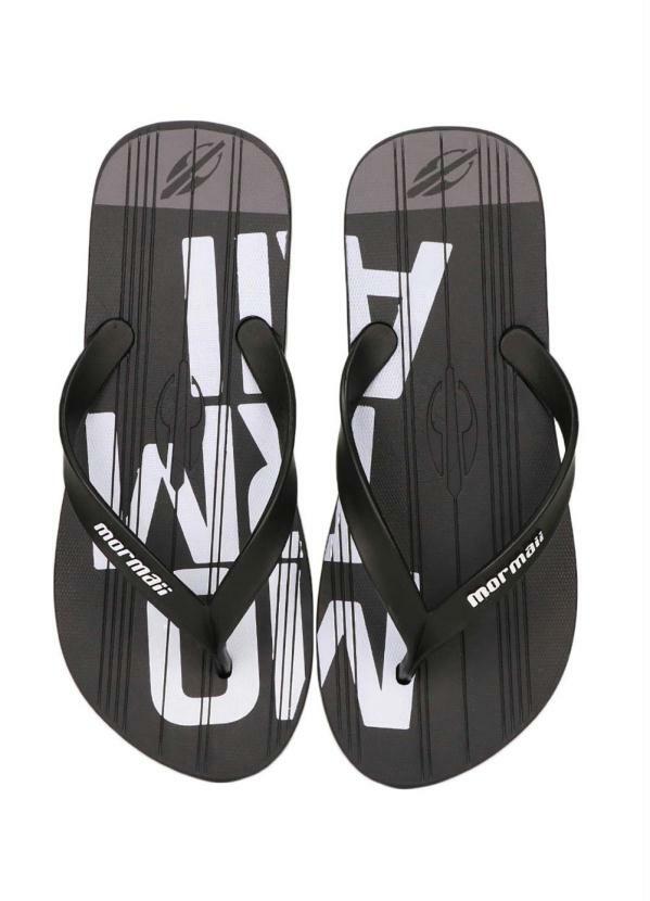 Mormaii - Chinelo Masculino Mormaii Escrita Preto e Cinza