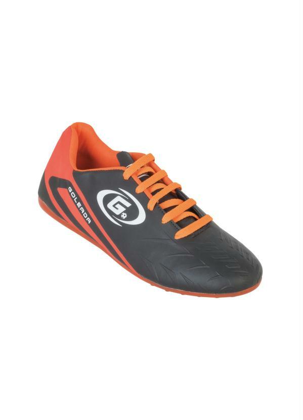 Outlet - Chuteira Society Preta com Laranja