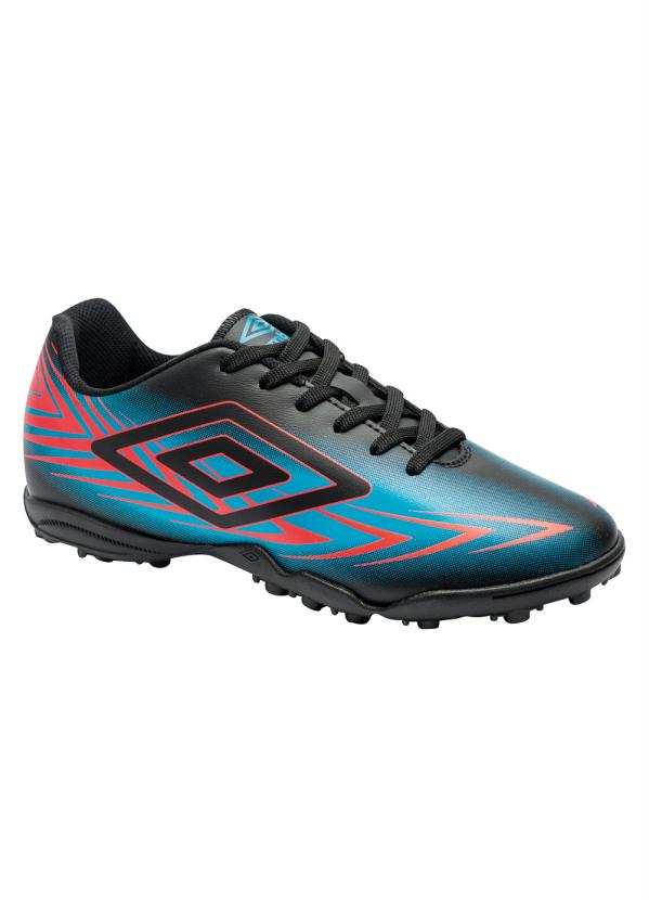 Umbro - Chuteira Umbro Society Speed Preto, Azul e Coral