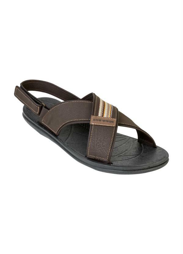 Outlet - Sandália Masculina Café com Fechamento em Velcro