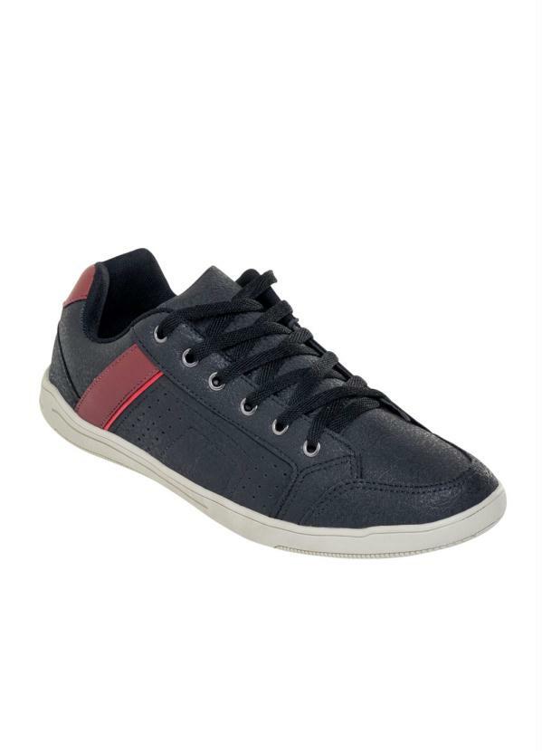 Outlet - Sapatênis Preto com Detalhe Vermelho