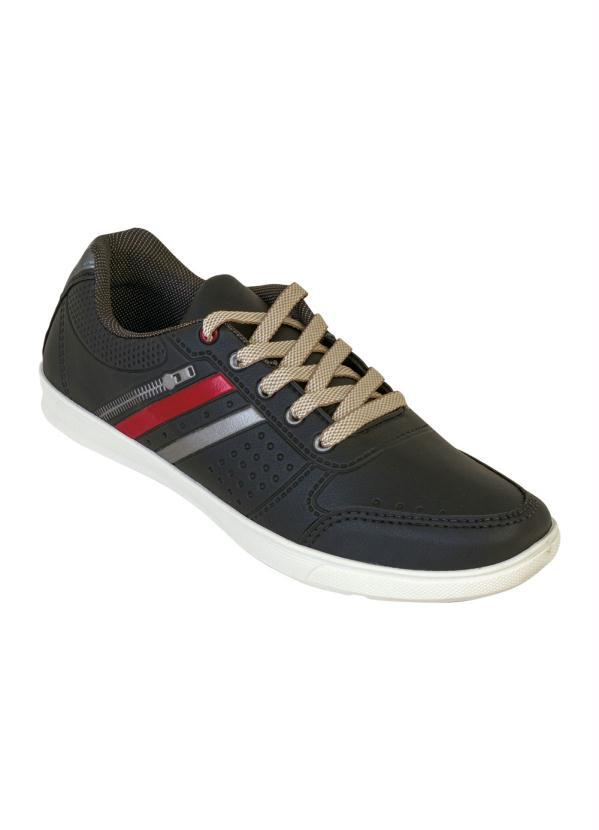 Outlet - Sapatênis Preto com Detalhes Contrastantes