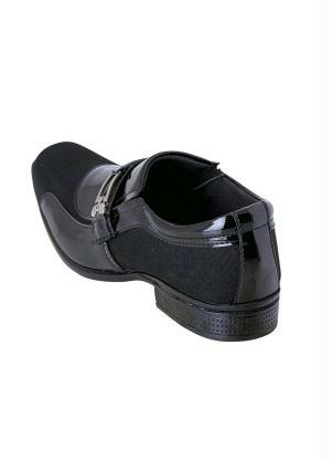 Perfecta - Sapato Social Preto em Sintético Verniz e Tecido - PERFECTA