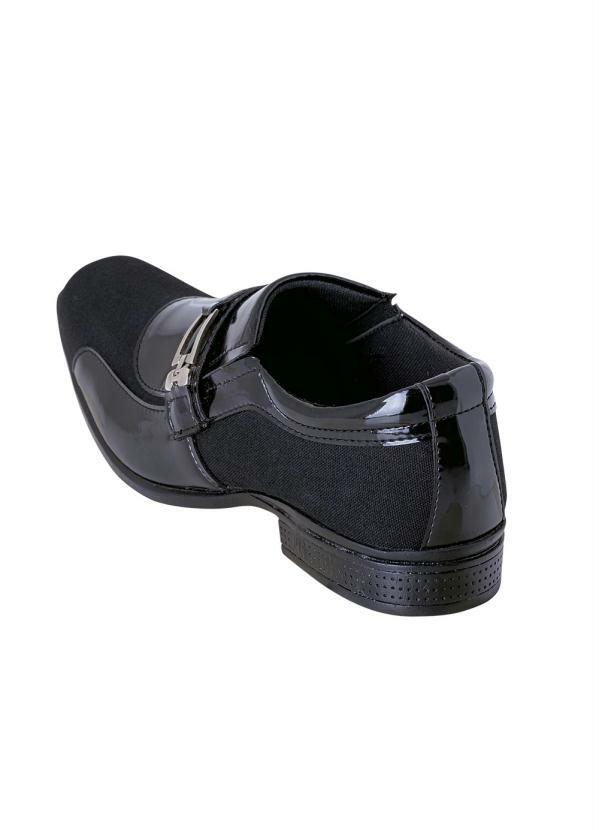 Perfecta - Sapato Social Preto em Sintético Verniz e Tecido 2
