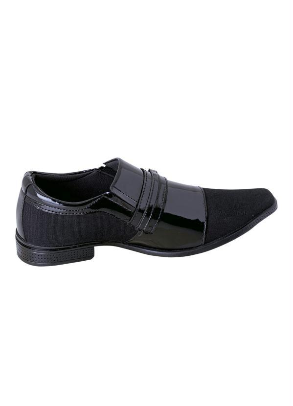 Perfecta - Sapato Social Preto em Sintético Verniz e Tecido 3
