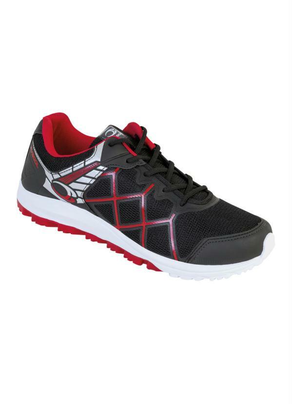 Outlet - Tênis Masculino Preto, Vermelho e Branco
