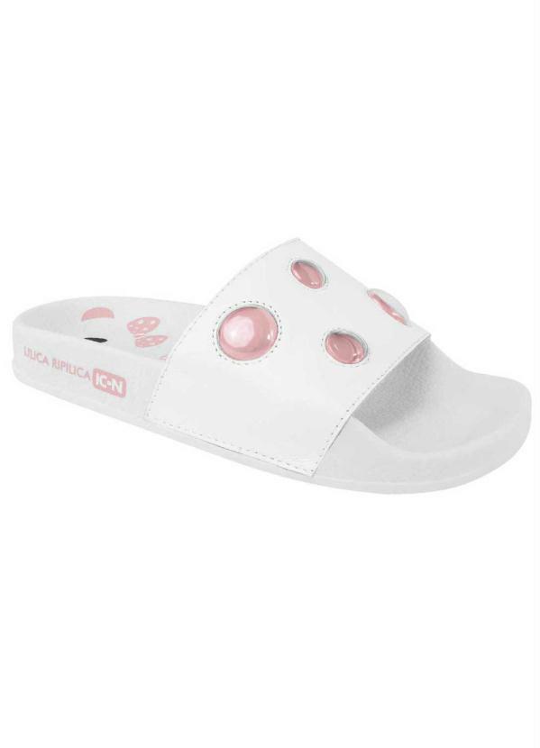 Lilica Ripilica - Chinelo Lr Polkadots Slide Id Branco Menina