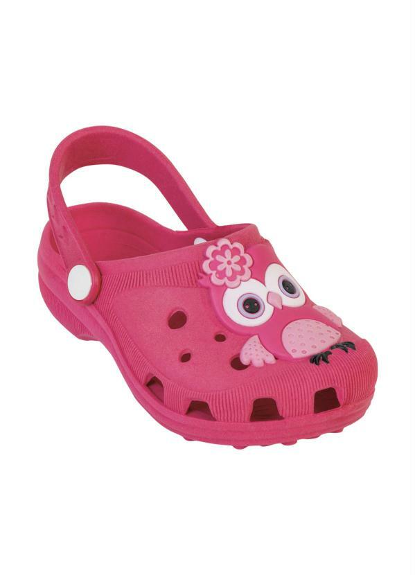 Outlet - Babuche Infantil Rosa com Detalhe de Coruja