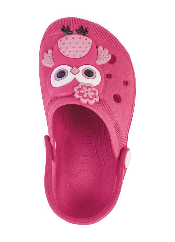 Outlet - Babuche Infantil Rosa com Detalhe de Coruja 4
