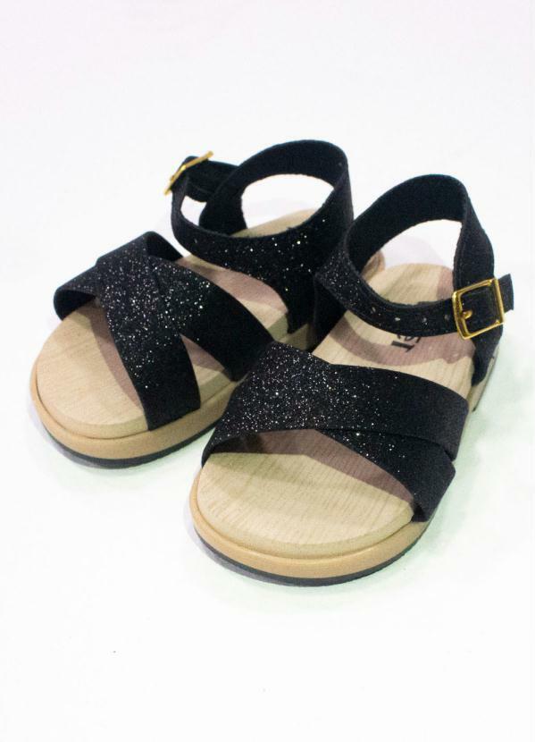 Rovi Kids - Sandália Infantil Feminina de Glitter Preto