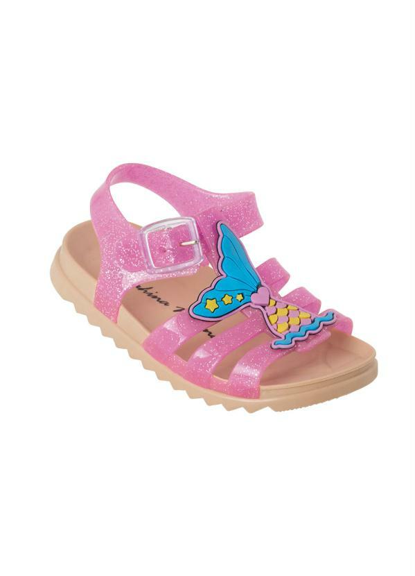 Outlet - Sandália Infantil Rosa com Detalhe de Sereia