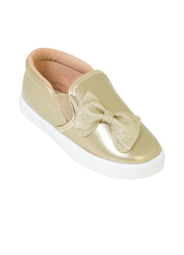 Outlet - Tênis Infantil Dourado com Glitter