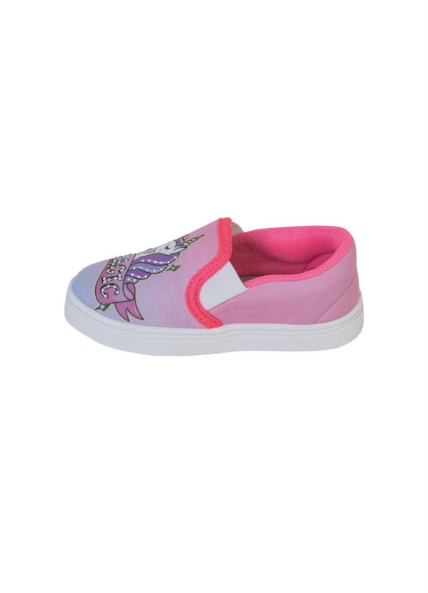Outlet - Tênis Infantil Slip On Rosa Estampa Unicórnio 3
