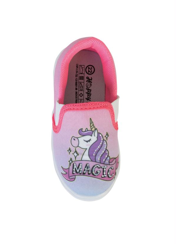 Outlet - Tênis Infantil Slip On Rosa Estampa Unicórnio 4