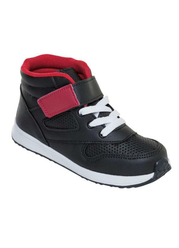 Queima Estoque - Tênis Infantil Preto Cano Médio com Velcro