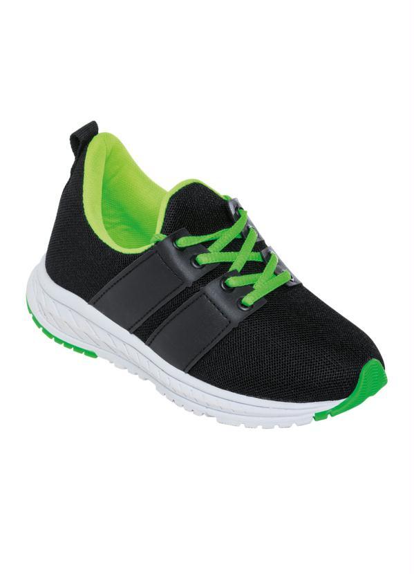Outlet - Tênis Infantil Preto com Forro Verde