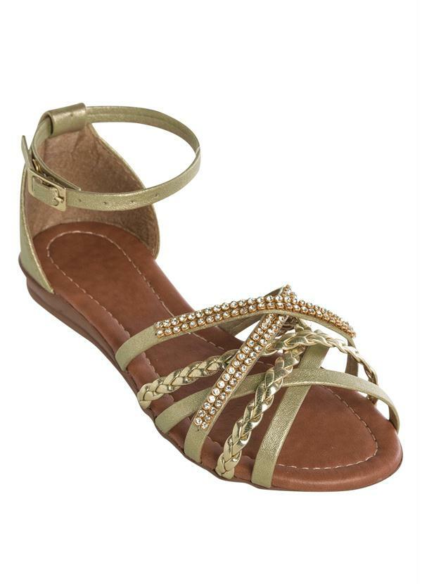 Outlet - Sandália Infantil Dourada com Strass