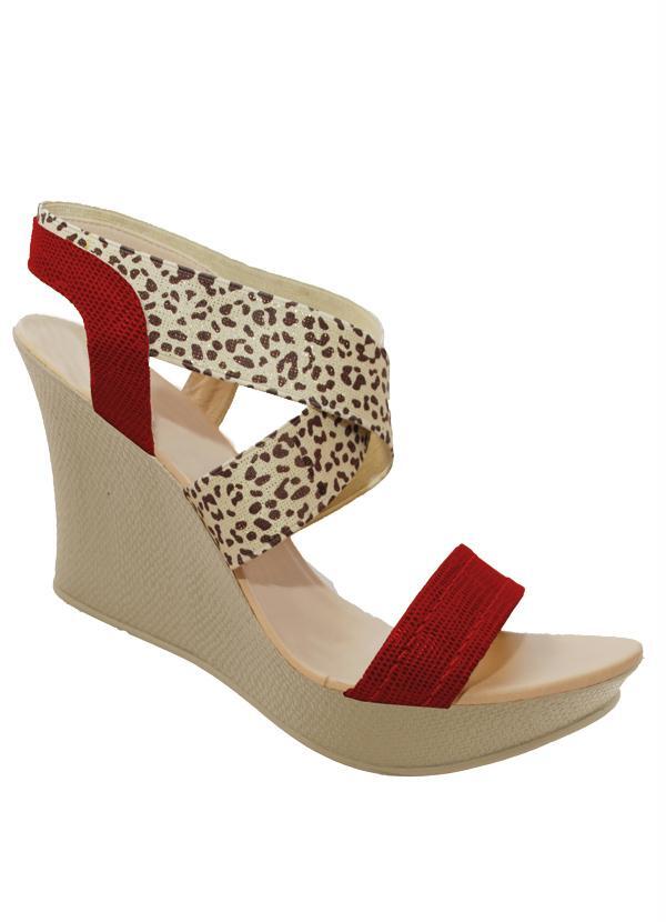 Outlet - Sandália Plataforma com Tiras Animal Print